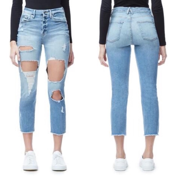 Good American Denim - Good American Good Cuts Raw Edge Destroyed Jeans